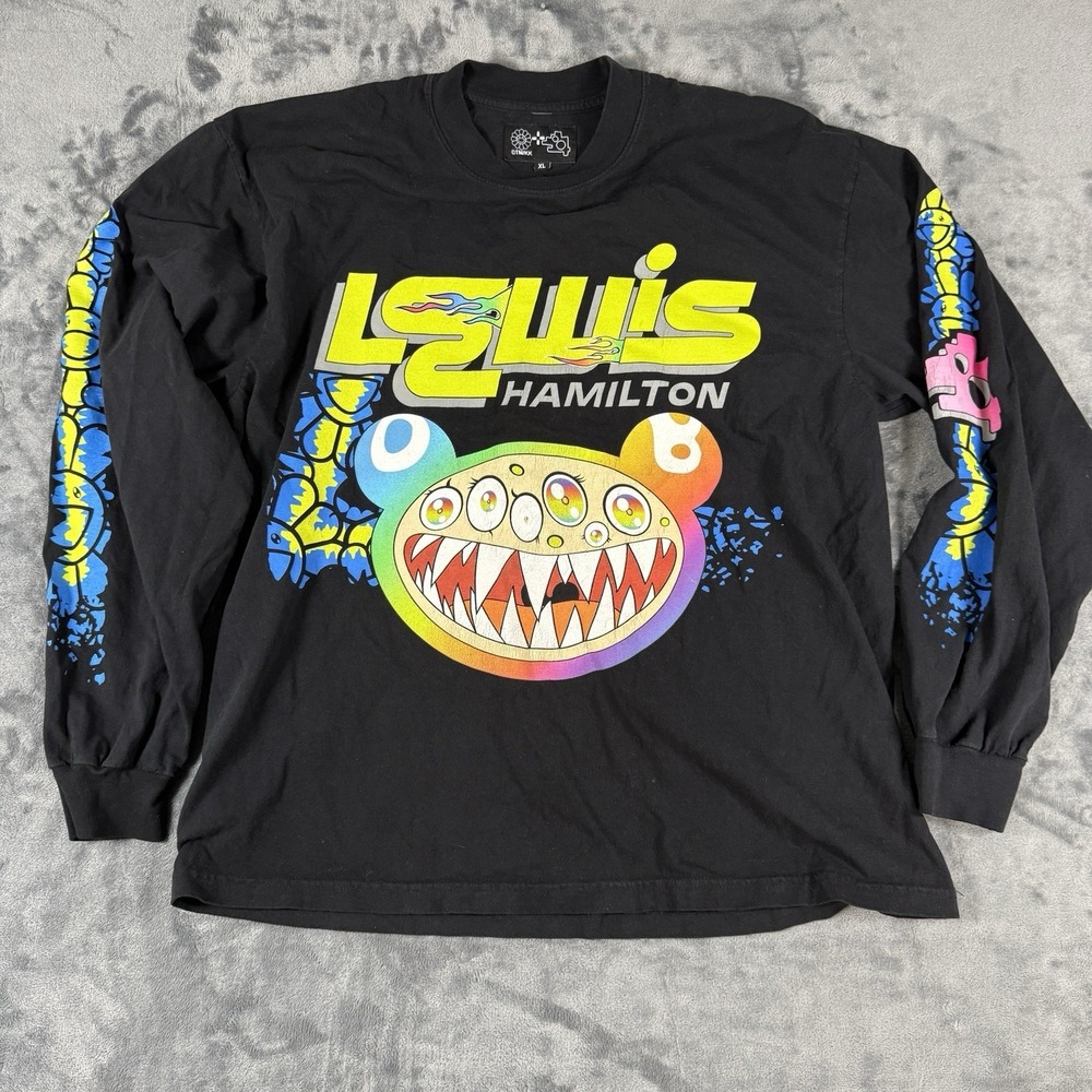 TM/KK Lewis Hamilton Takashi Murakami Black XL Formula 1 Long Sleeve T-Shirt